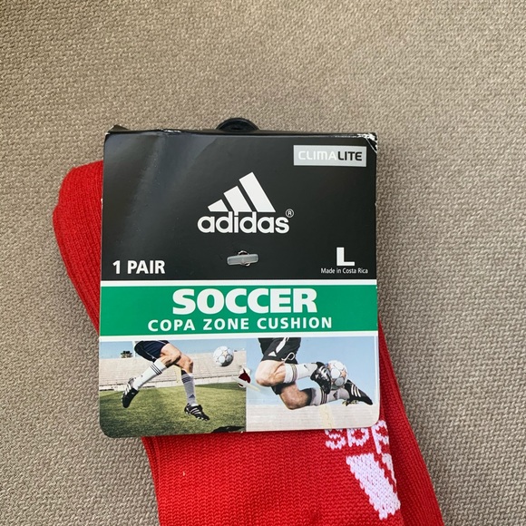 Red Adidas Soccer Socks Size L - Picture 2 of 3